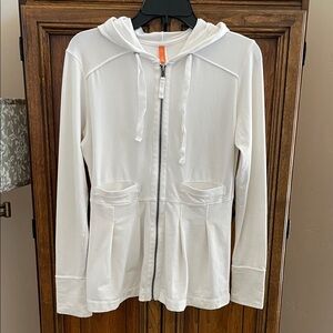 Lucy White Zip Front Hooded Jacket